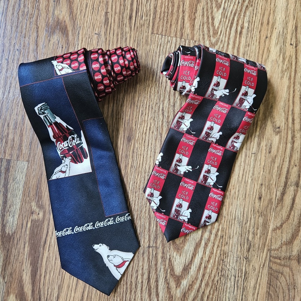 2 Pack COCA COLA Mens Polar Bear Neck Tie 58 Inches COKE Ice Cold
